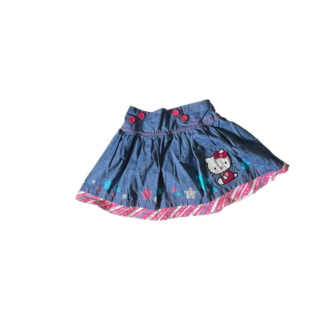 Hello Kitty Toddler Denim Skirt 2T -3T Blue Cute Y2K Girls Mini Skirt Sanrio